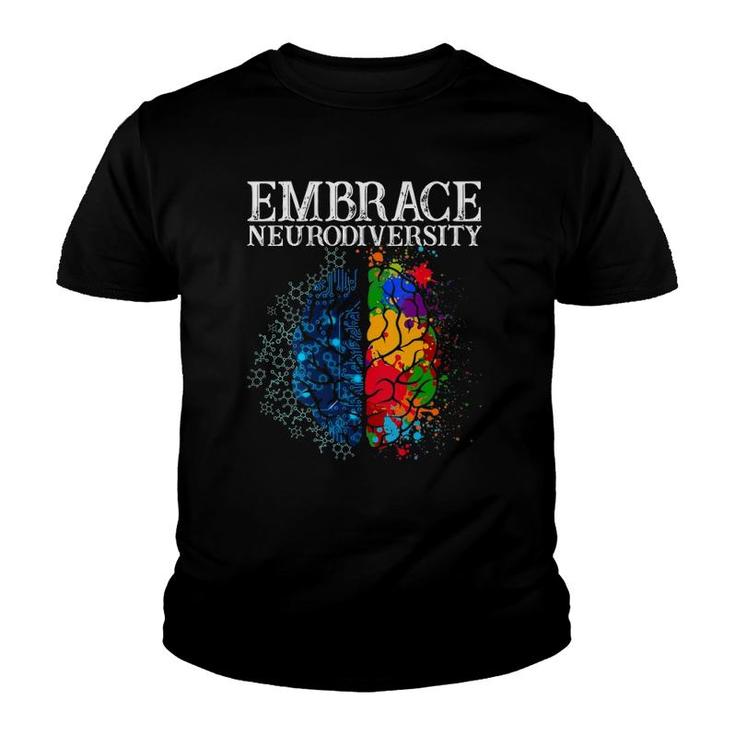 Womens Embrace Neurodiversity  Adhd Brain Autism Awareness V-Neck Youth T-shirt