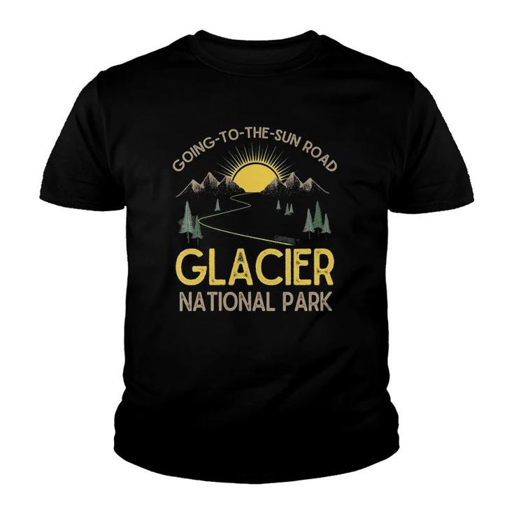 Womens Going To The Sun Road Glacier National Park Retro Montana V-Neck Youth T-shirt
