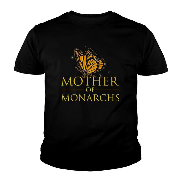 Womens Mother Of Monarchs I Funny Entomology Butterfly Graphic V-Neck Youth T-shirt