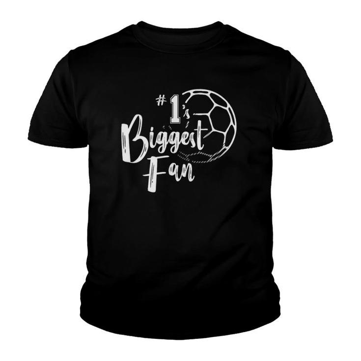 Womens Number 1S Biggest Fan  Soccer Player Mom Dad Family Youth T-shirt