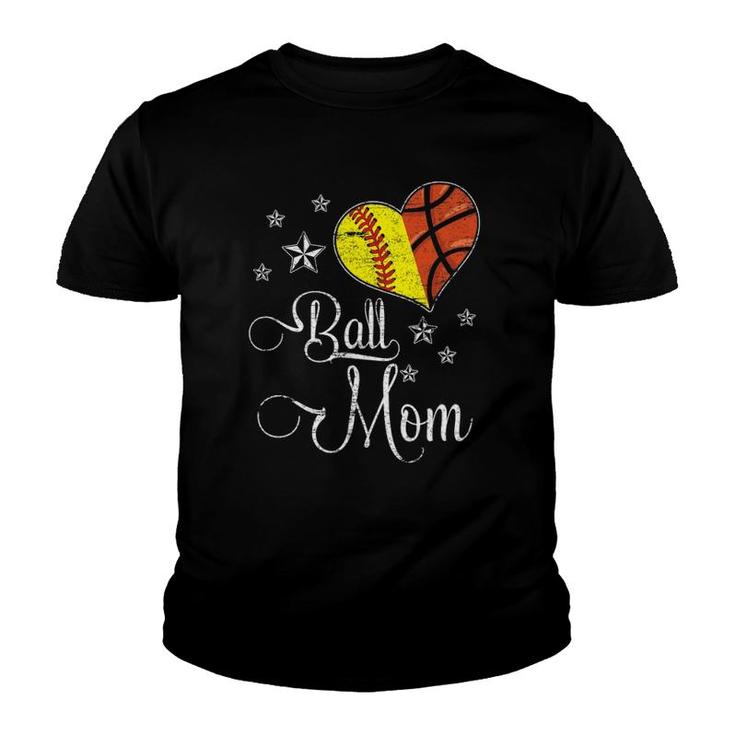 Womens Proud Softball Basketball Mom Ball Mothers Day Youth T-shirt