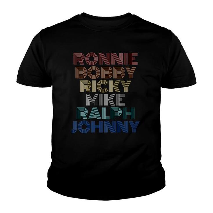 Womens Retro Vintage Ronnie Bobby Ricky Mike Ralph And Johnny V-Neck Youth T-shirt