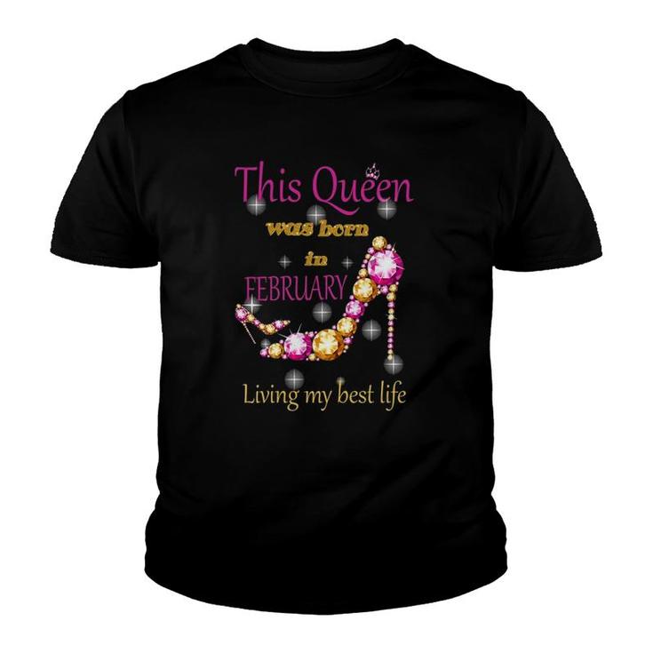 Womens This Queen Was Born In February Youth T-shirt