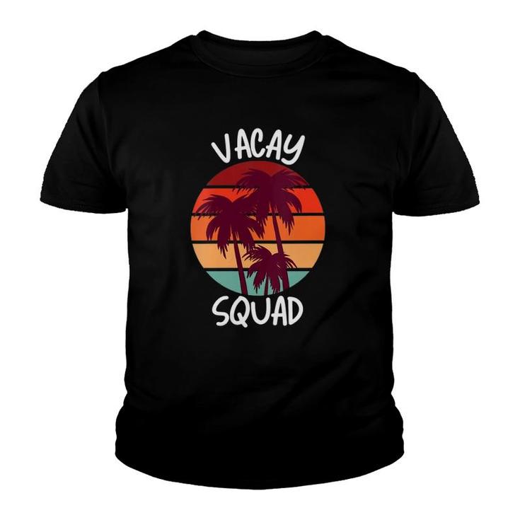 Womens Vacay Squad Summer Vacation Family Friends Trip Palm Trees V-Neck Youth T-shirt