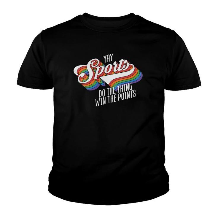 Womens Yay Sports Do Thing Win Points Retro Vintage 70S Style Gift V-Neck Youth T-shirt