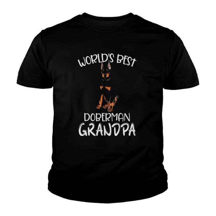 Worlds Best Doberman Grandpa Funny Dog Lover Youth T-shirt