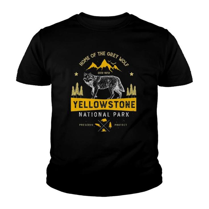 Yellowstone National Park Grey Wolf Youth T-shirt