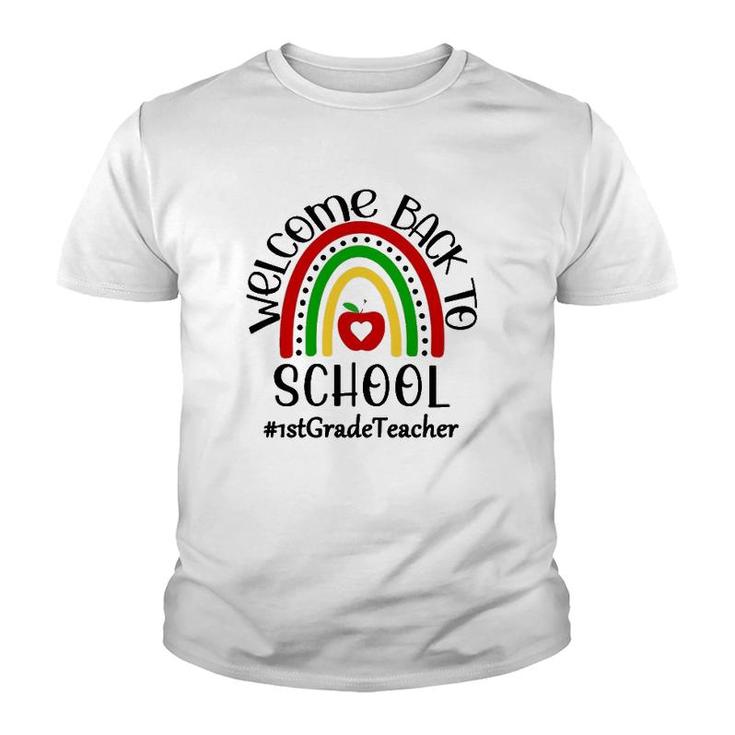 1St Grade Teacher Hashtag Welcome Back To School Boho Rainbow Teaching Gift Youth T-shirt