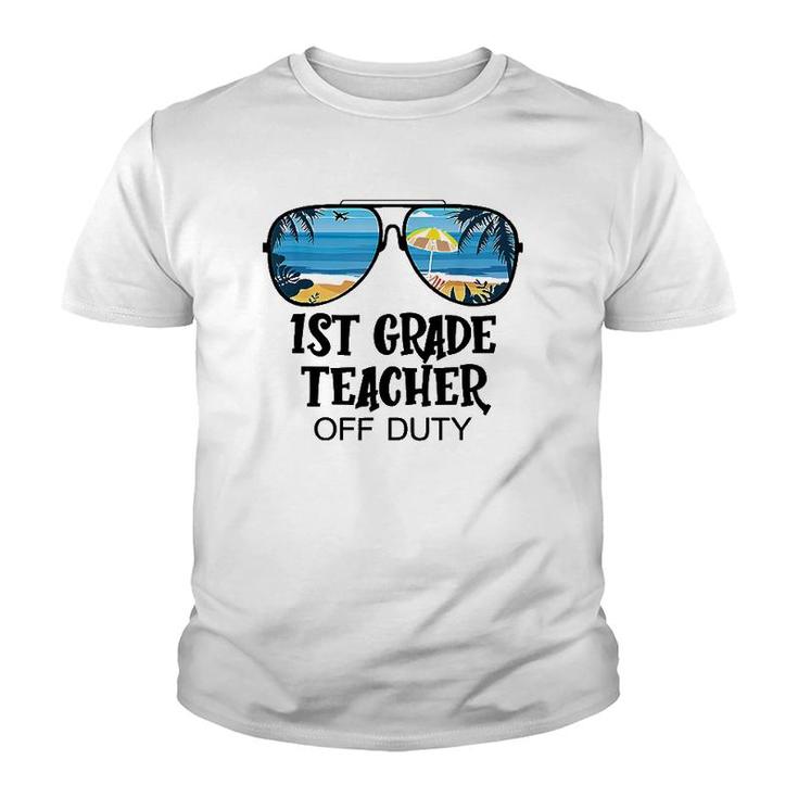 1St Grade Teacher Off Duty Sunglasses Beach Hello Summer Youth T-shirt