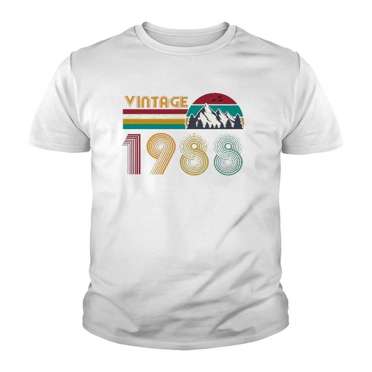 33Th Birthday Gift 33 Years Old Men Women Retro Vintage 1988  Youth T-shirt