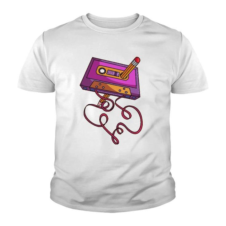 80S Cassette Tape Pencil 1980S Retro Vintage Throwback Music Youth T-shirt