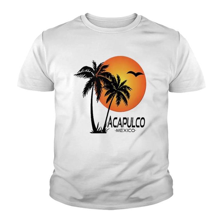 Acapulco Souvenirmexico Palm Trees Beach Sun  Youth T-shirt