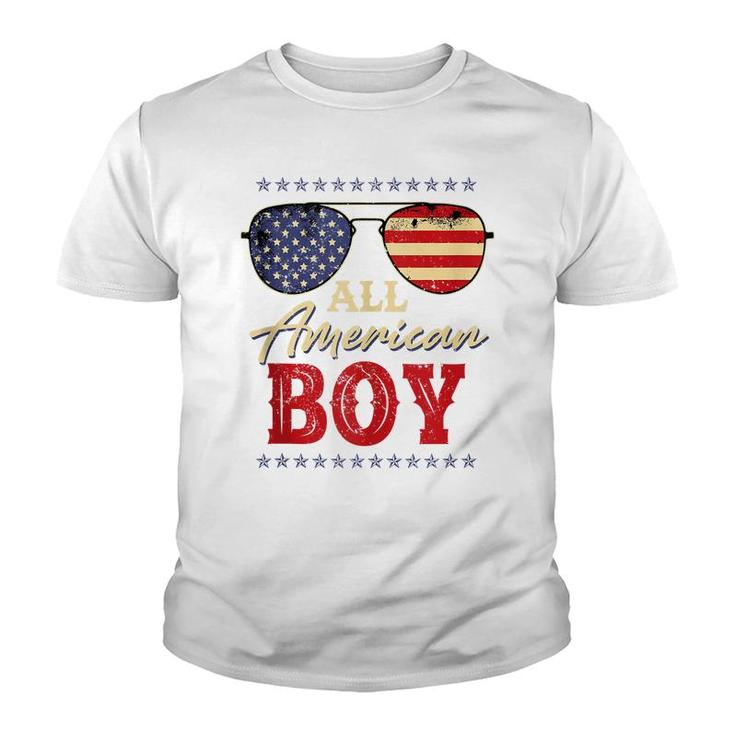 All American Boy 4Th Of July Us Flag Boys Kids Sunglasses  Youth T-shirt
