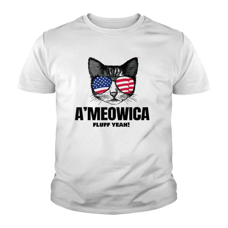 Ameowica Meow Cat American Flag 4th Of July Patriotic Shirt