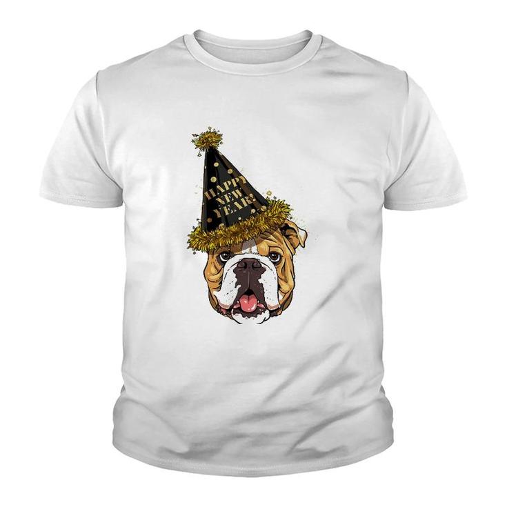American Bulldog Happy New Year 2023 Dog New Years Eve Party Youth T-shirt