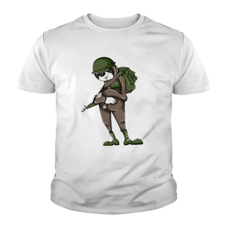 Army Sloth Animal Lover Youth T-shirt