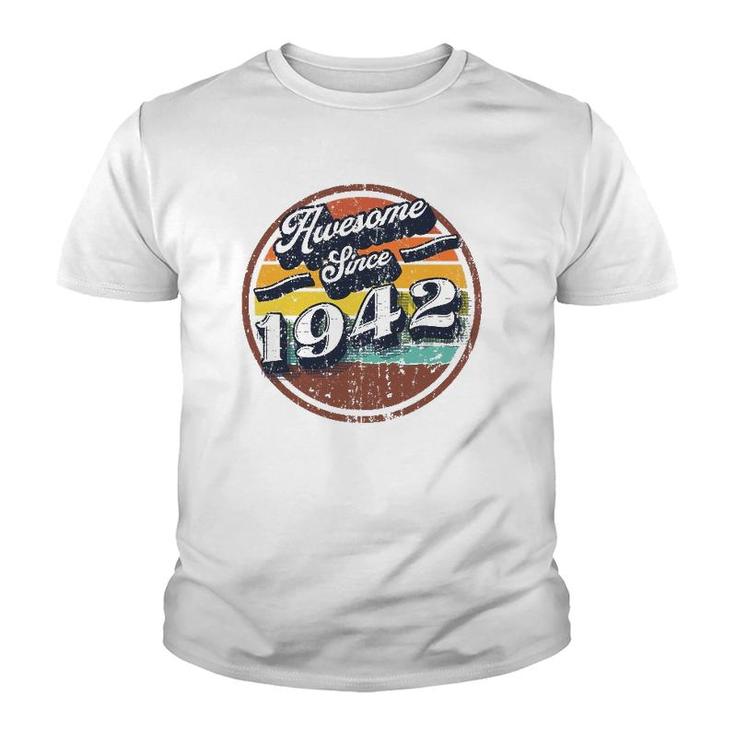 Awesome Since 1942 80Th Birthday Party Retro Vintage Men Youth T-shirt