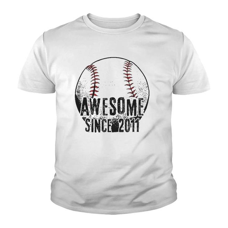 Awesome Since 2011 11 Years Old Baseball Player 11St Birthday Youth T-shirt
