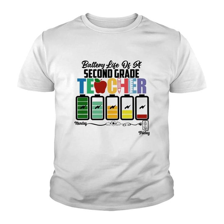 Battery Life Of A Second Grade Teacher Back To School Youth T-shirt