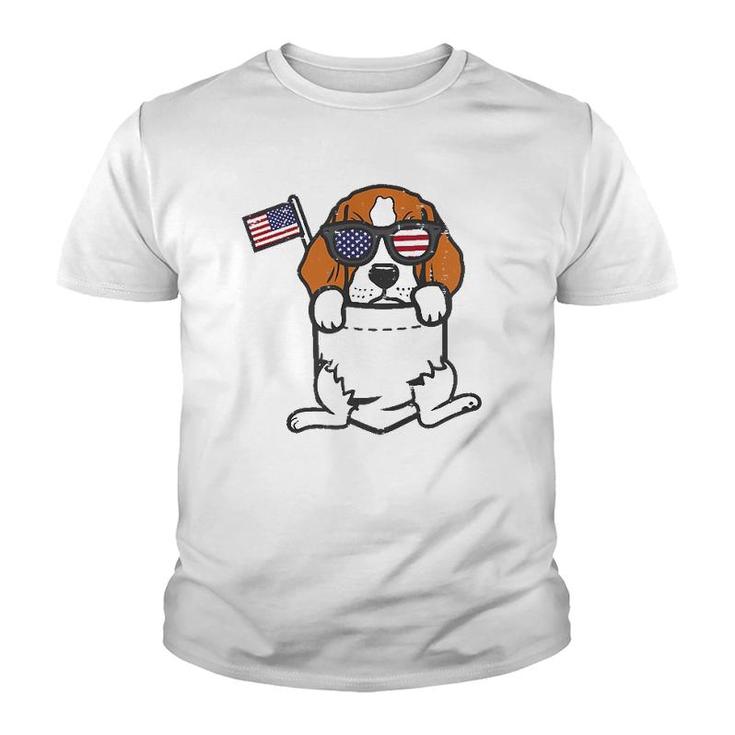 Beagle Feet Pocket Cute American Usa 4Th Of July Fourth Dog  Youth T-shirt