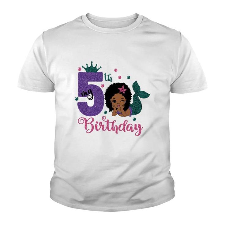 Beauty My 5Th Birthday Mermaid Blink Youth T-shirt