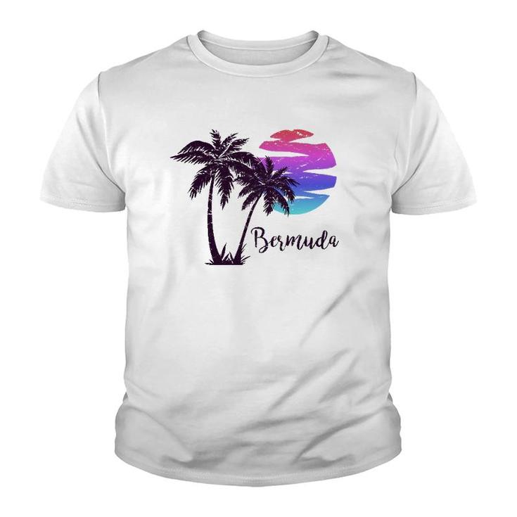 Bermuda Beach Lover Gift Palm Tree Paradise Vacation Vintage Youth T-shirt