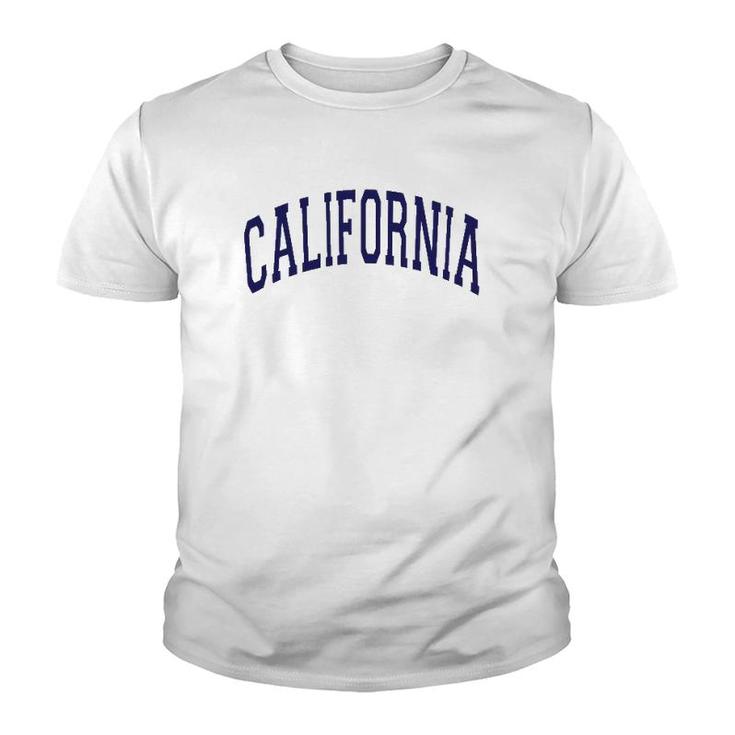 California Varsity Style Navy Blue Text Youth T-shirt