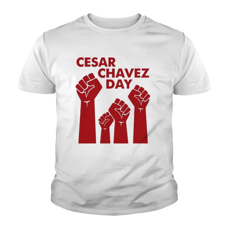 Cesar Chavez Day For Men Women Raised Fists Red Youth T-shirt