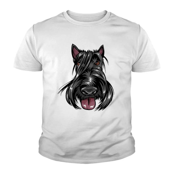 Cool Scottish Terrier Face Dog Youth T-shirt