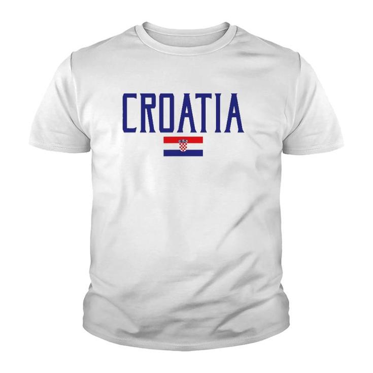 Croatia Flag Vintage Blue Text Youth T-shirt