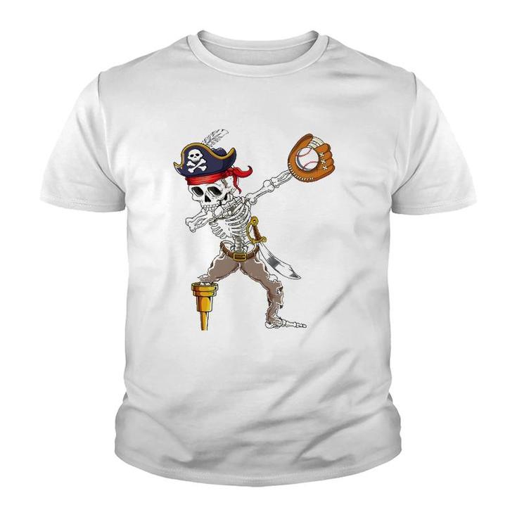 Dab Skeleton  Dabbing Skeleton Pirate Baseball Youth T-shirt
