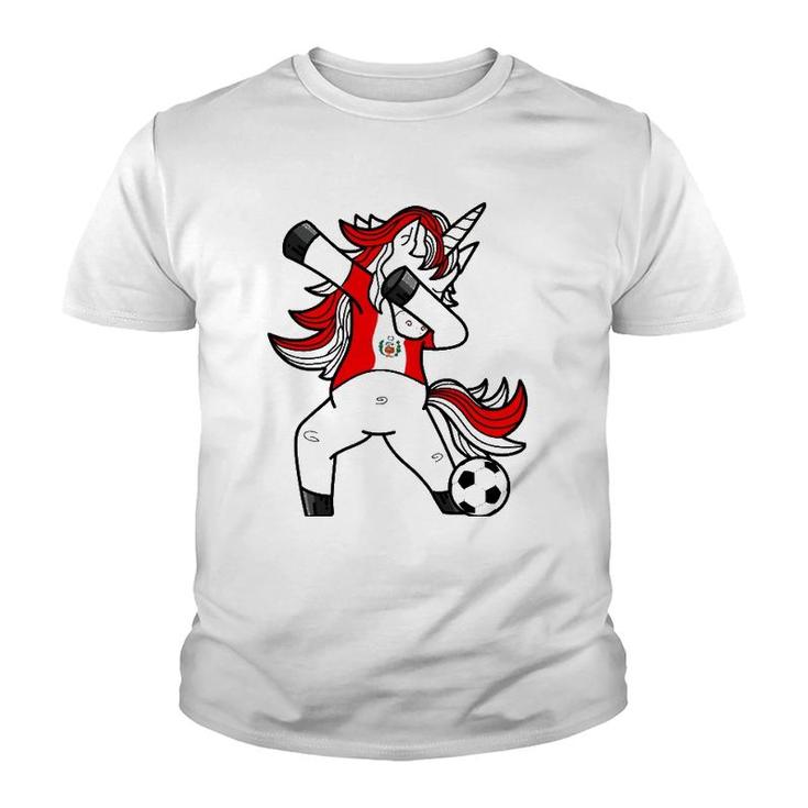 Dabbing Soccer Unicorn Peru Peruvians Football Youth T-shirt