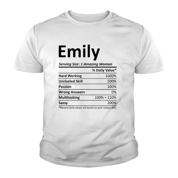 Emily Nutrition Personalized Name Funny Christmas Gift Idea Youth T-shirt