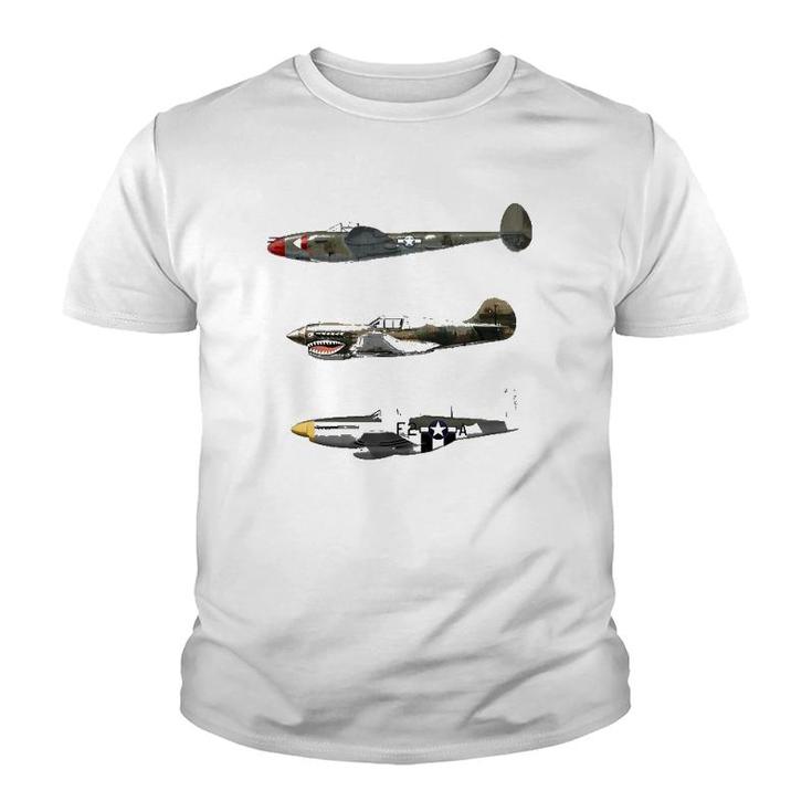 Fighter Airplanes Warbirds Fighter Planes Youth T-shirt