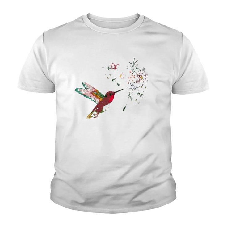 Flowers Hummingbird Lover Vintage Nature Hummingbird Youth T-shirt