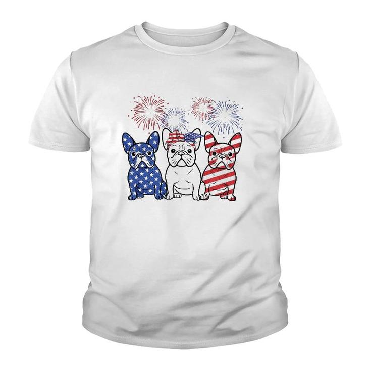 French Bulldog American Flag 4Th Of July Independence Day Youth T-shirt