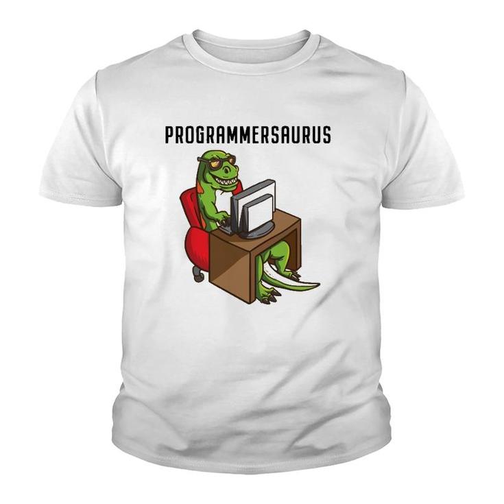 Funny Programmerrex Dinosaur Programming Coding Nerd Gift Youth T-shirt