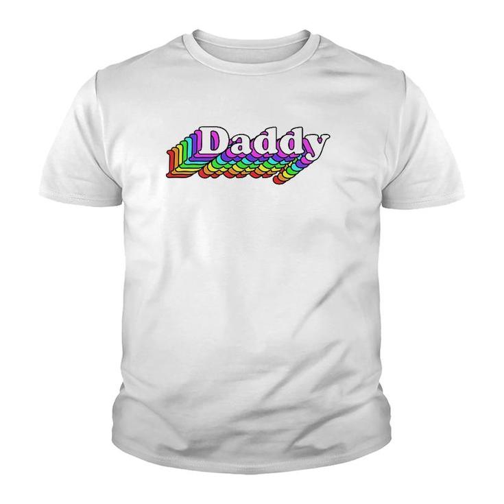 Gay Daddy Bear Retro Style Lgbt Rainbow Lgbtq Pride Daddy  Youth T-shirt