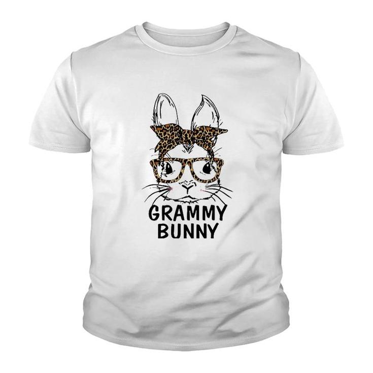 Grammy Bunny Face Leopard Print Glasses Easter Day Youth T-shirt