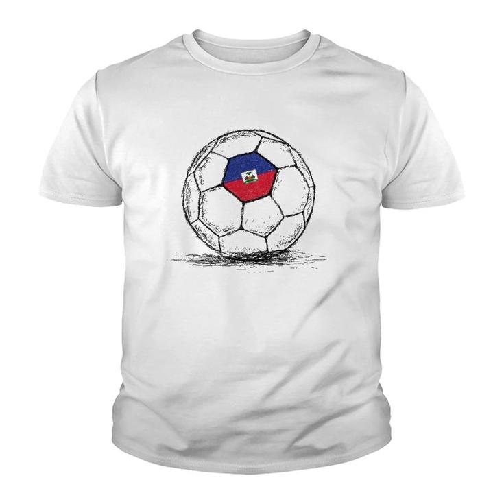Haiti Haitian Flag Design On Soccer Ball Youth T-shirt