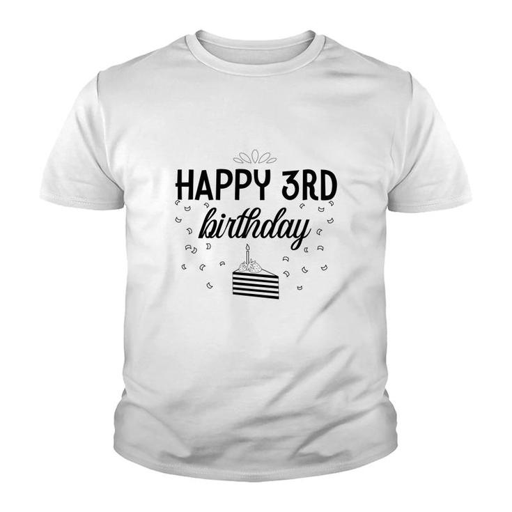 Happy 3Rd Birthday Black Version With A Sweet Cake Birthday Youth T-shirt