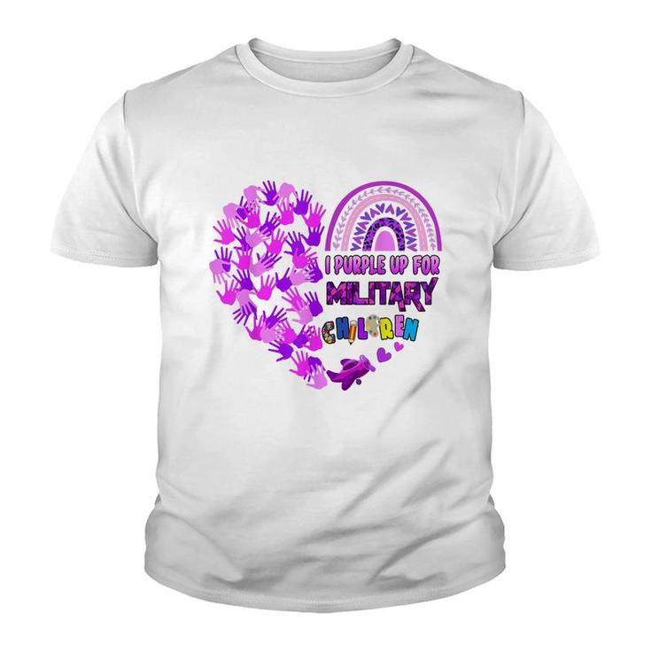 Heart Military Child Month - Purple Up For Military Kids Youth T-shirt