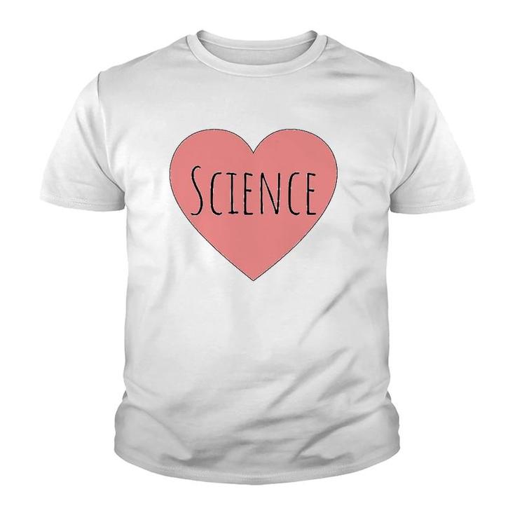 Heart Pastel Pink Valentine Humor Scientists I Love Science Youth T-shirt