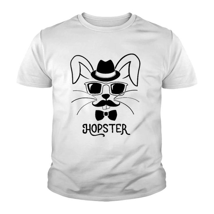 Hopster Funny Hipster Easter Bunny Youth T-shirt