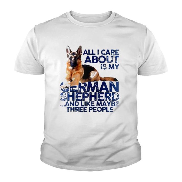 I Like My German Shepherd And Maybe Like 3 People Dog Lover Raglan Baseball Tee Youth T-shirt