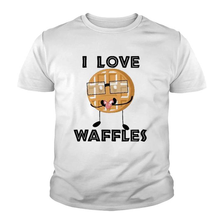 I Love Waffles  Waffle Love Pun Youth T-shirt