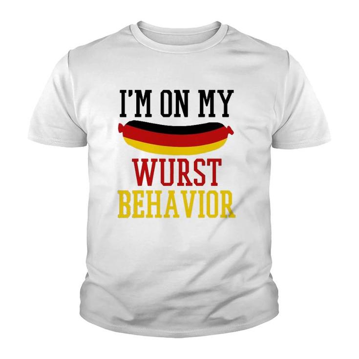Im On My Wurst Behavior - Funny German Souvenir Oktoberfest Youth T-shirt