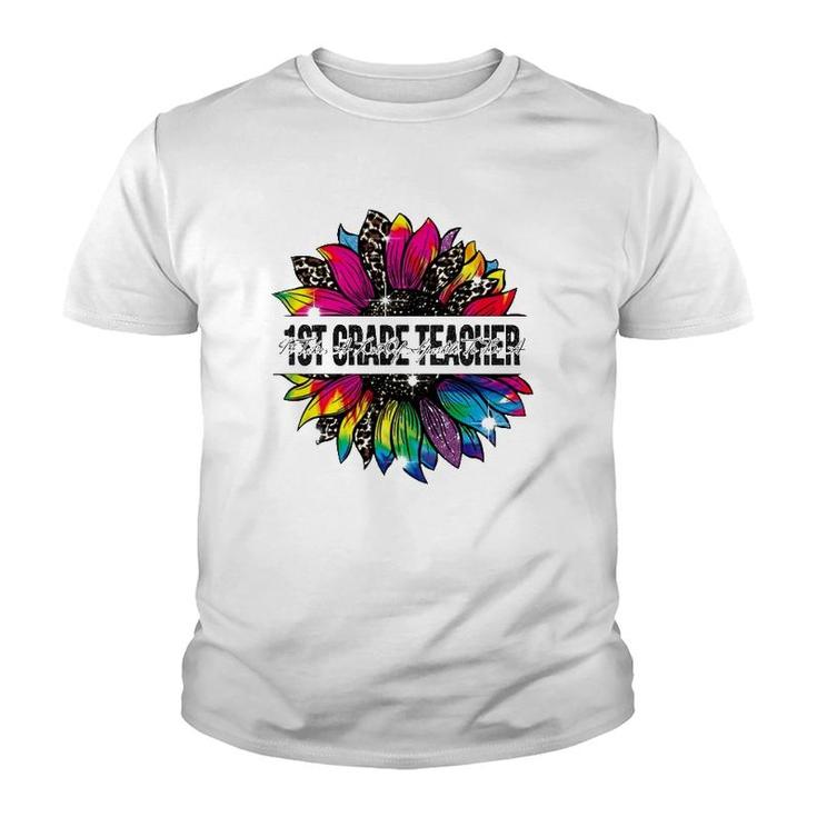 It Takes A Lot Of Sparkle To Be A 1St Grade Teacher Tie Dye Leopard Sunflower Youth T-shirt