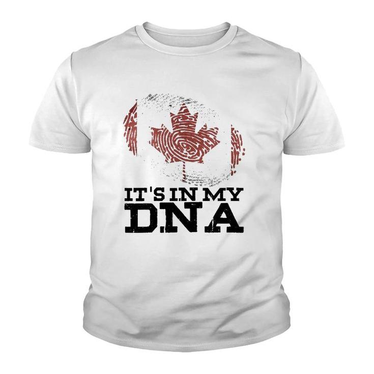Its In My Dna Canadian Canada Flag Hockey Fan Gifts Youth T-shirt