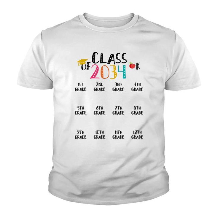 K -12Th Grade Hand Prints Space Graduation Class Of 2034  Youth T-shirt